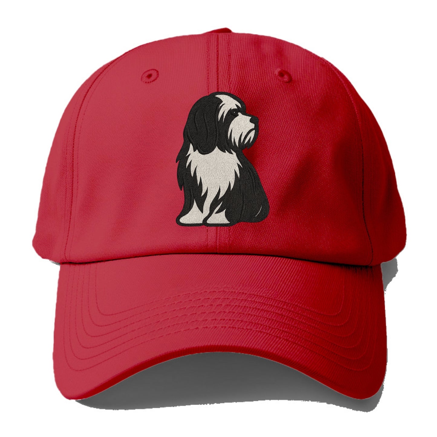 Tibetan Terrier - Black and white long c - Baseball Cap - Red