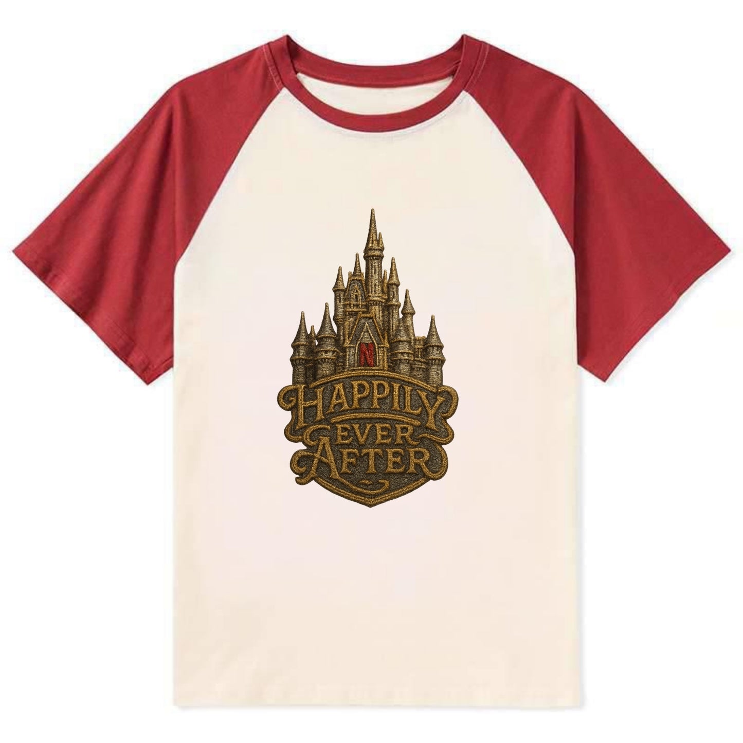 Happily Ever After - Contrast Raglan T-shirt - Red