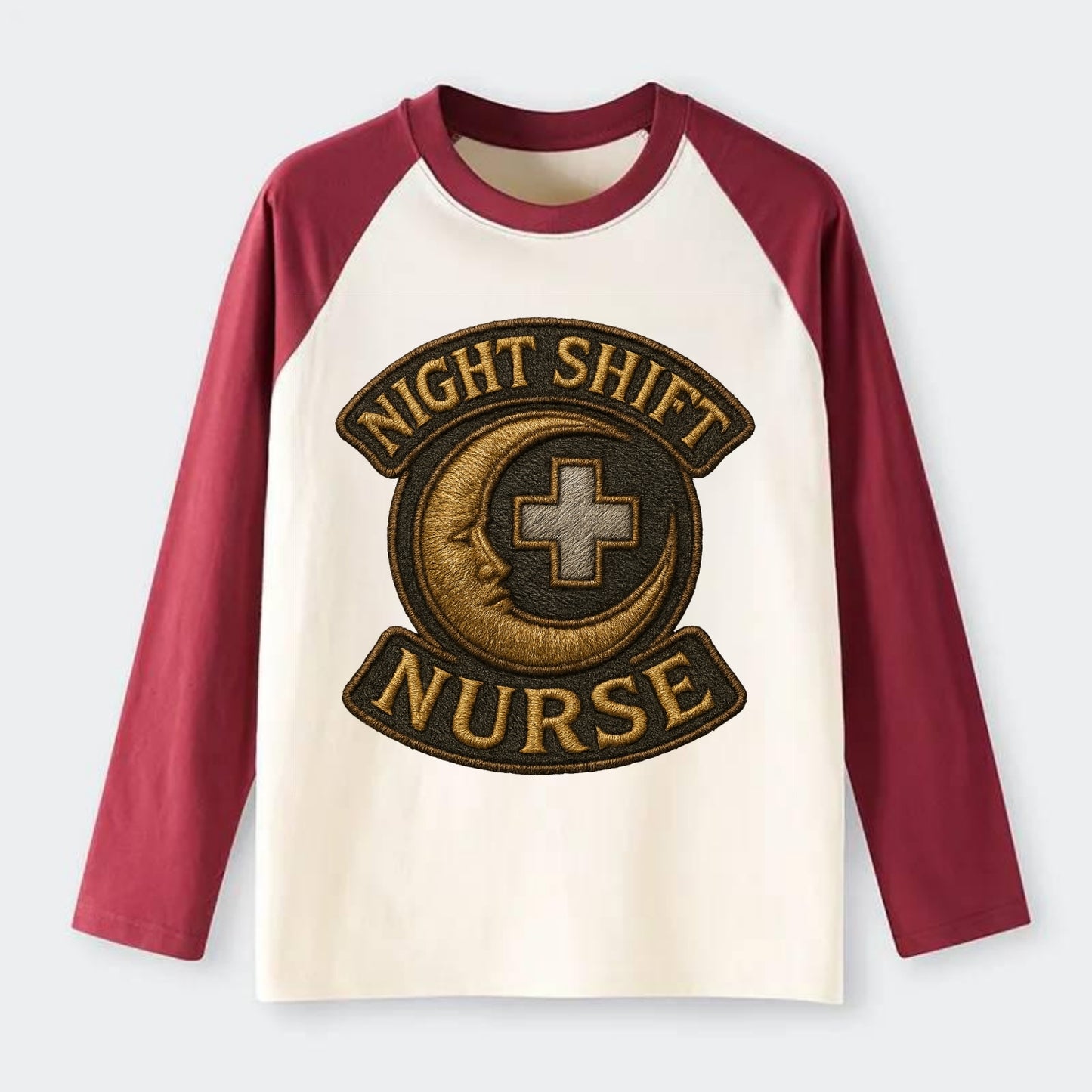 Night Shift Nurse - Raglan Long Sleeve T-Shirt - Red