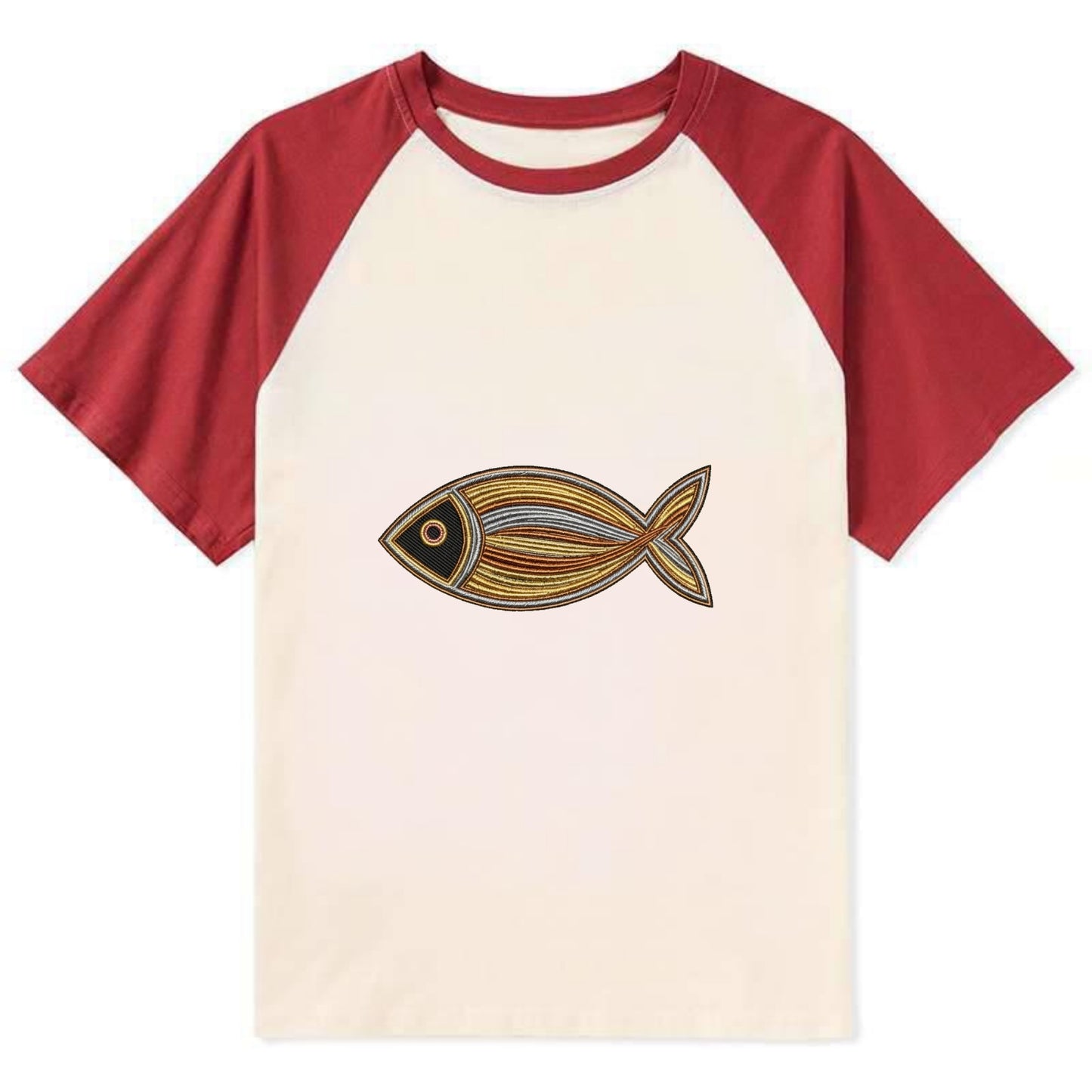Ichthys - Contrast Raglan T-shirt - Red