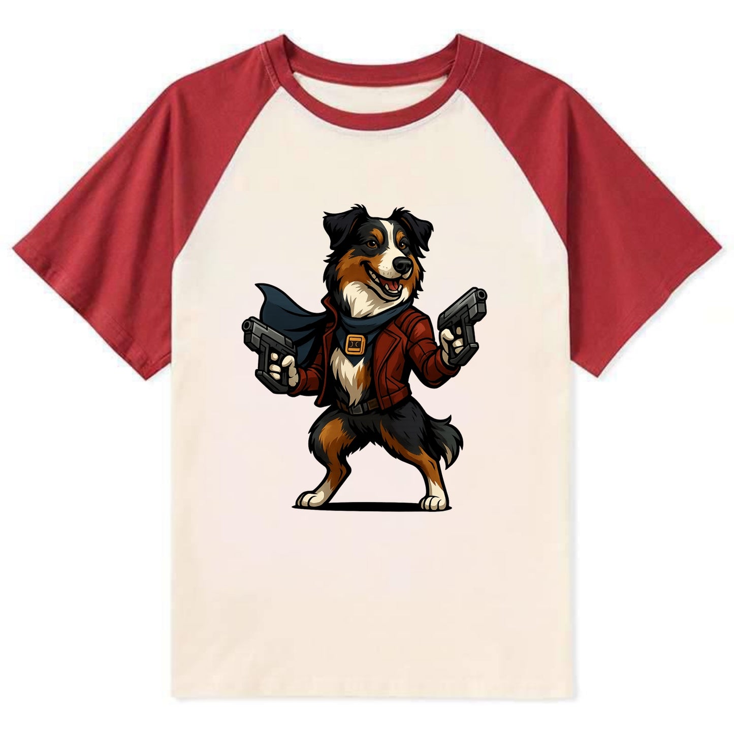 Australian Shepherd Star-Lord - Contras - Contrast Raglan T-shirt - Red