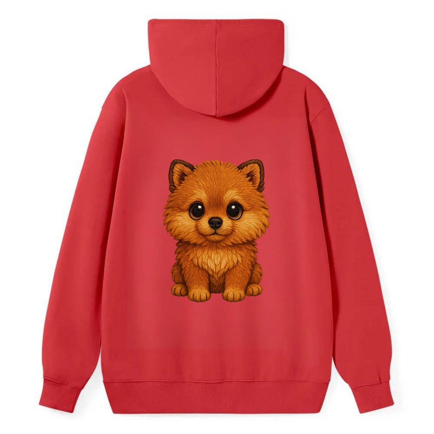 Baby Pomeranian Puppy - fluffy orange ball, fox face, tiny body, bright - Classic Pullover Hoodie - Red