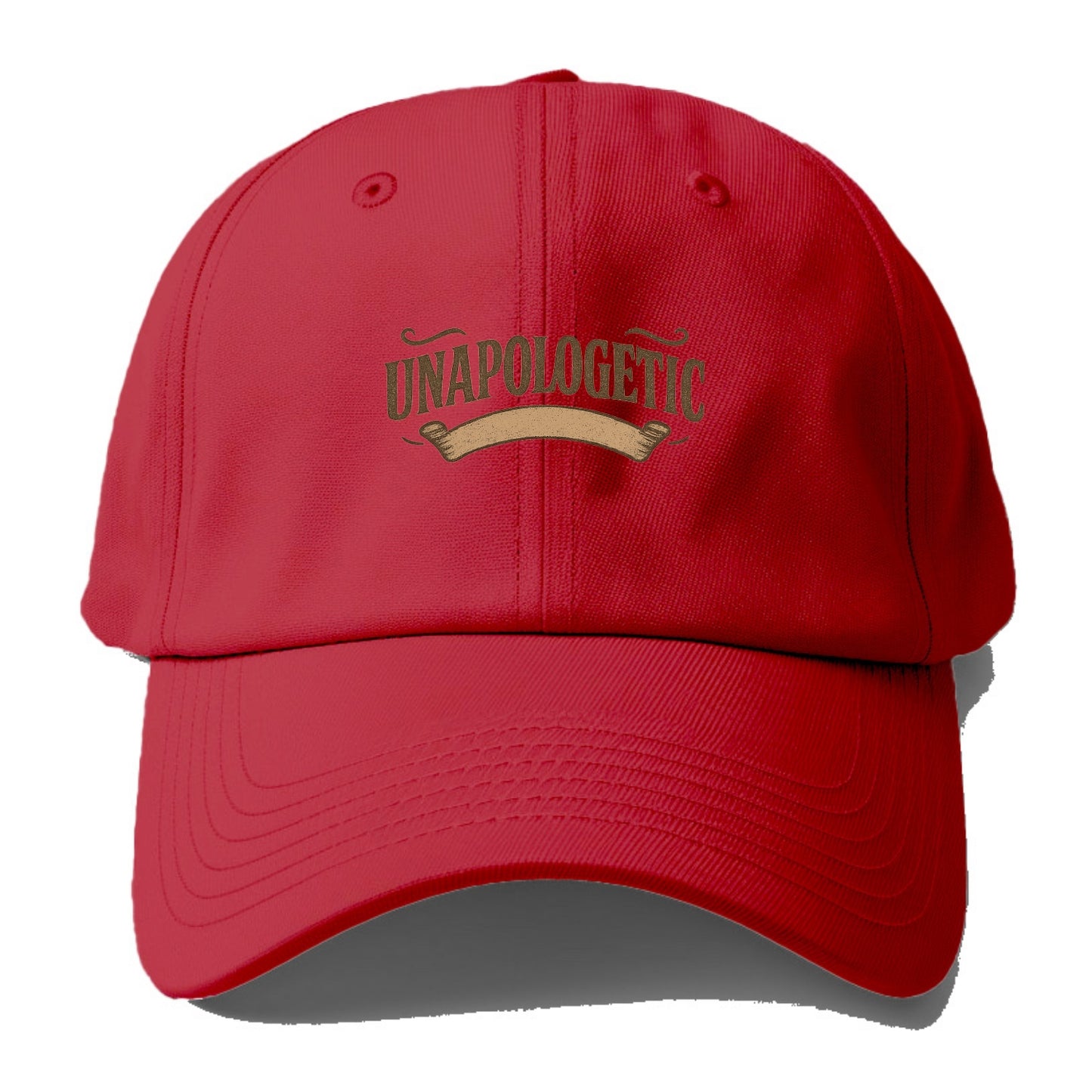 Bold typography design - "UNAPOLOGETIC" - no regrets, owning it - Baseball Cap - Red