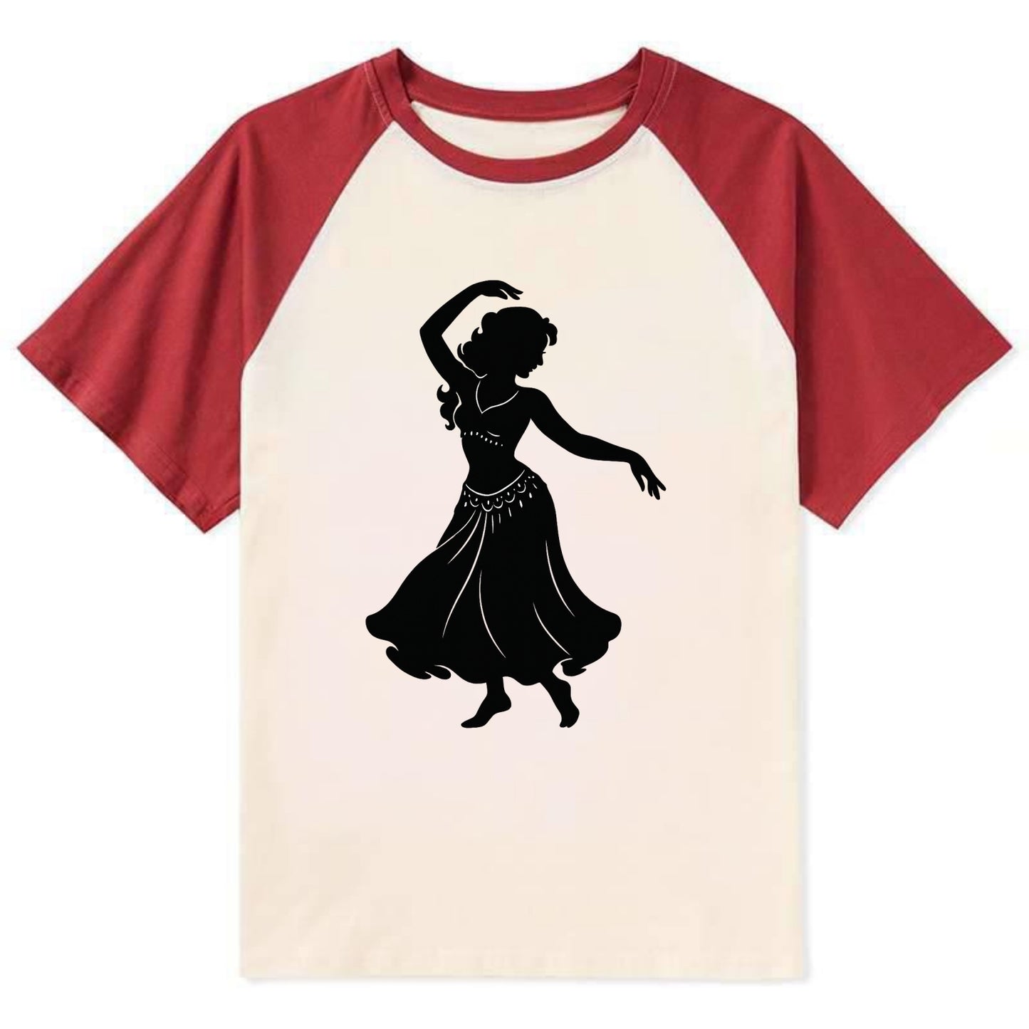 Belly dancer graceful gesture - Contrast Raglan T-shirt - Red