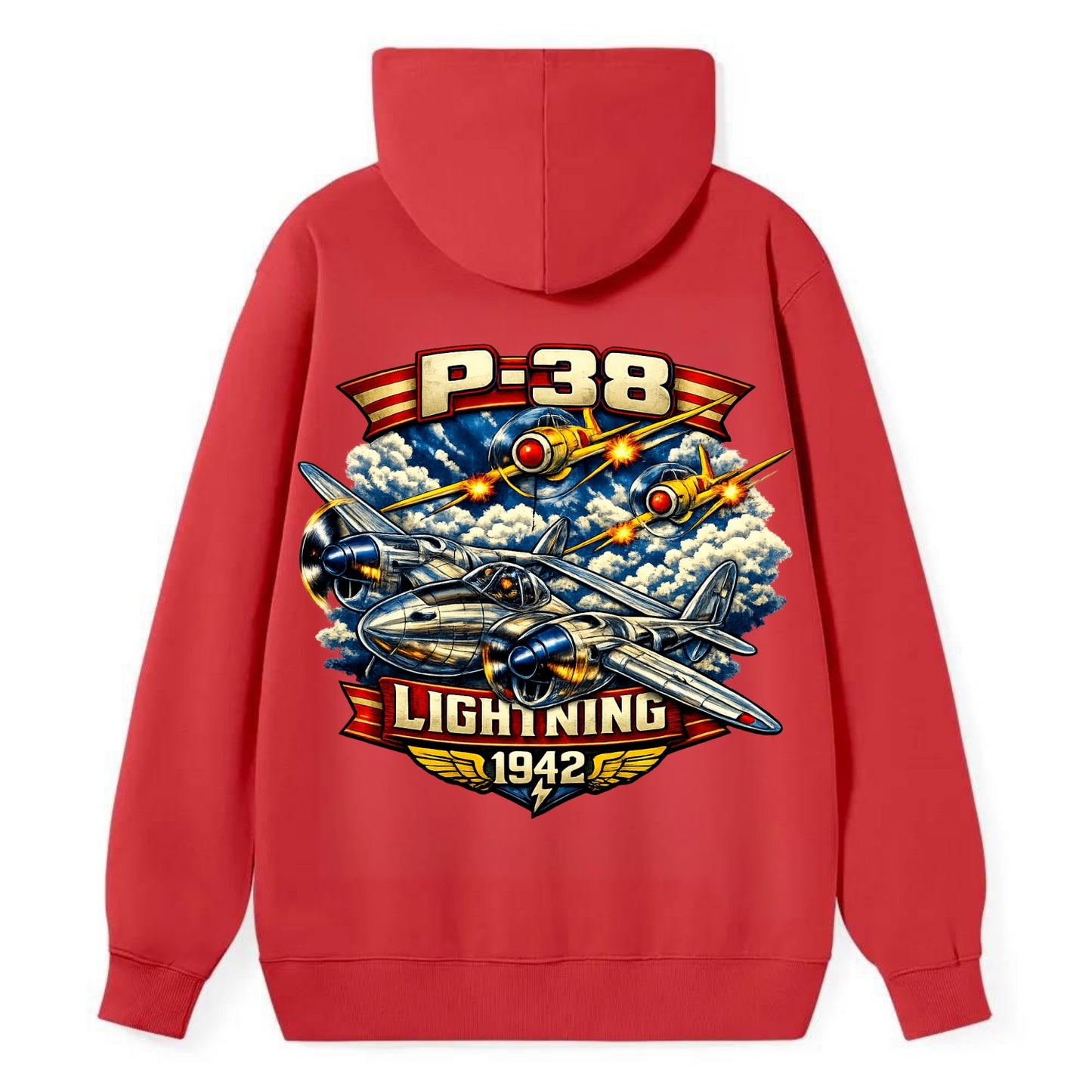 P 38 Lightning - Classic Pullover Hoodie - Red