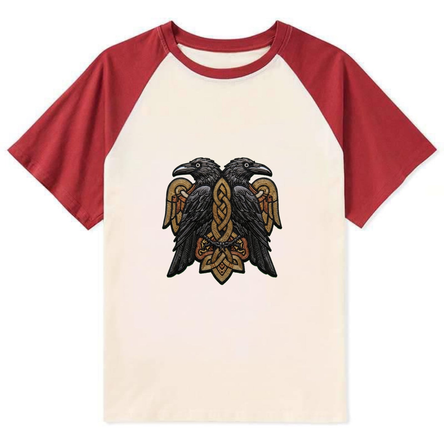 Odin's Ravens - Contrast Raglan T-shirt - Red