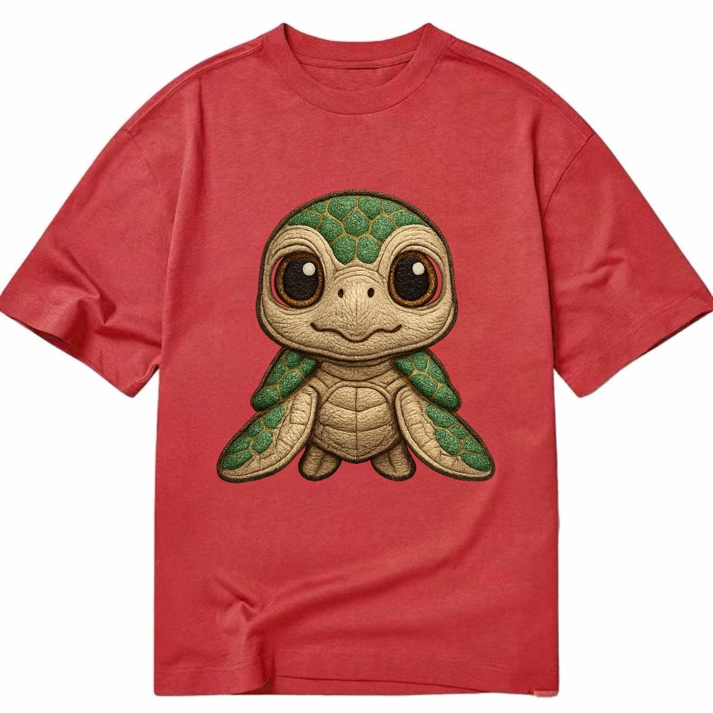 Baby Green Sea Turtle - emerald shell, large innocent brown eyes, tiny flippers, - Classic T-shirt - Red