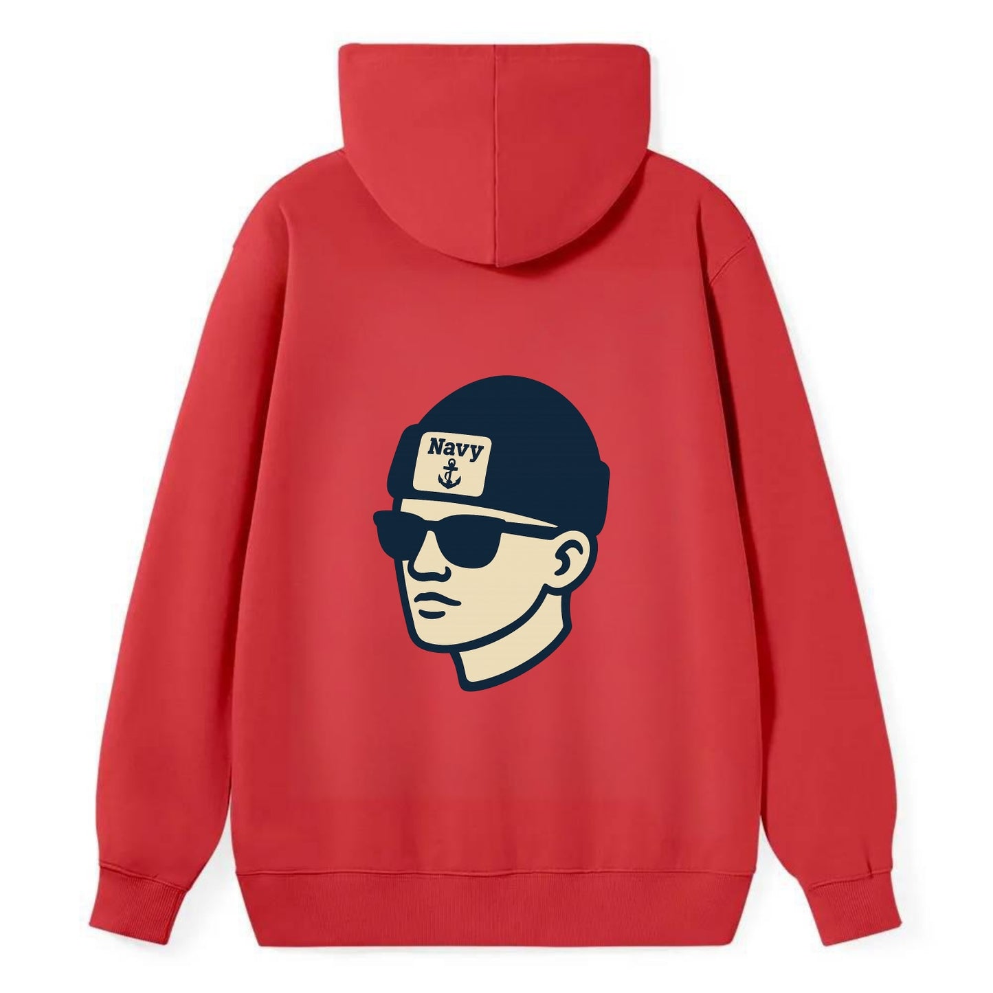 Annapolis Midshipman wearing Navy beanie with anchor patch - Classic Pullover Hoodie - Red