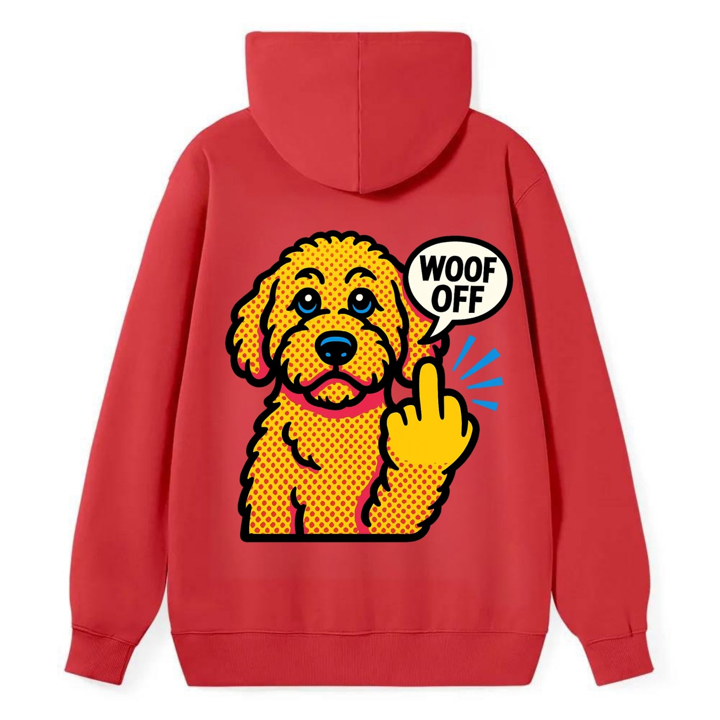 Goldendoodle with teddy bear face and curly golden coat, friendly paw - Classic Pullover Hoodie - Red