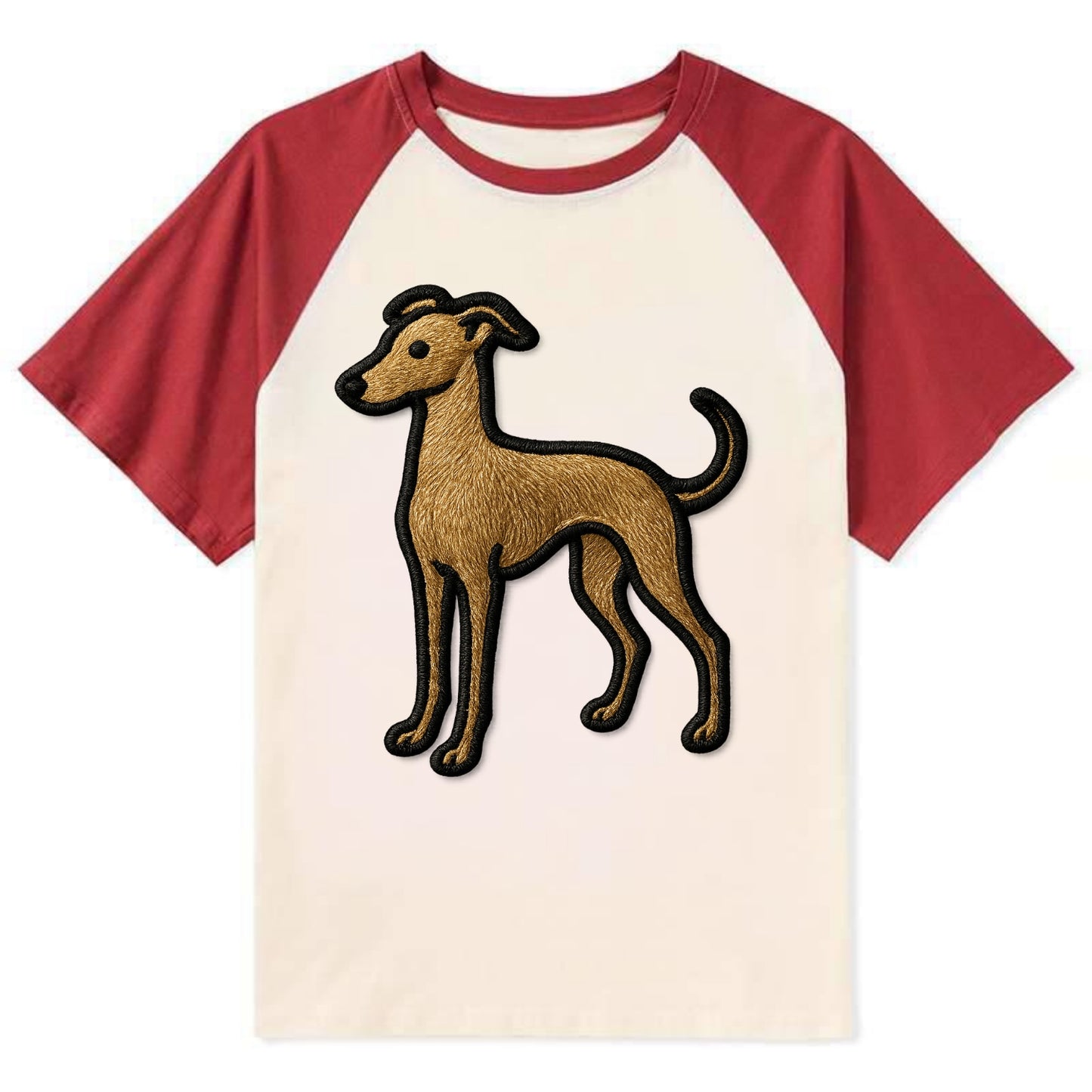 Italian Greyhound - Modern elegant silho - Contrast Raglan T-shirt - Red