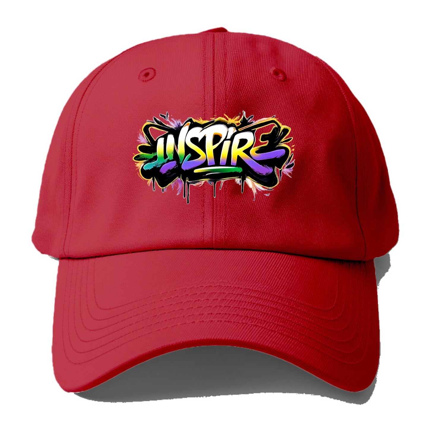 Bold typography design - "INSPIRE" - motivating others, being the spark - Baseball Cap - Red