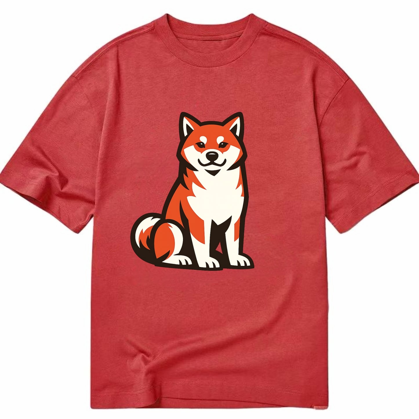Sitting Shiba Inu Emblem - Classic T-shirt - Red