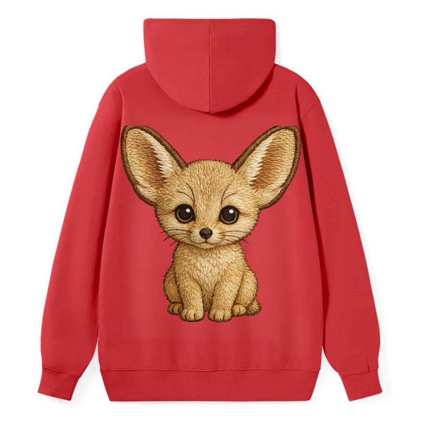 Baby Fennec Fox - huge ears, cream fur, large dark eyes, front-facing, - Classic Pullover Hoodie - Red
