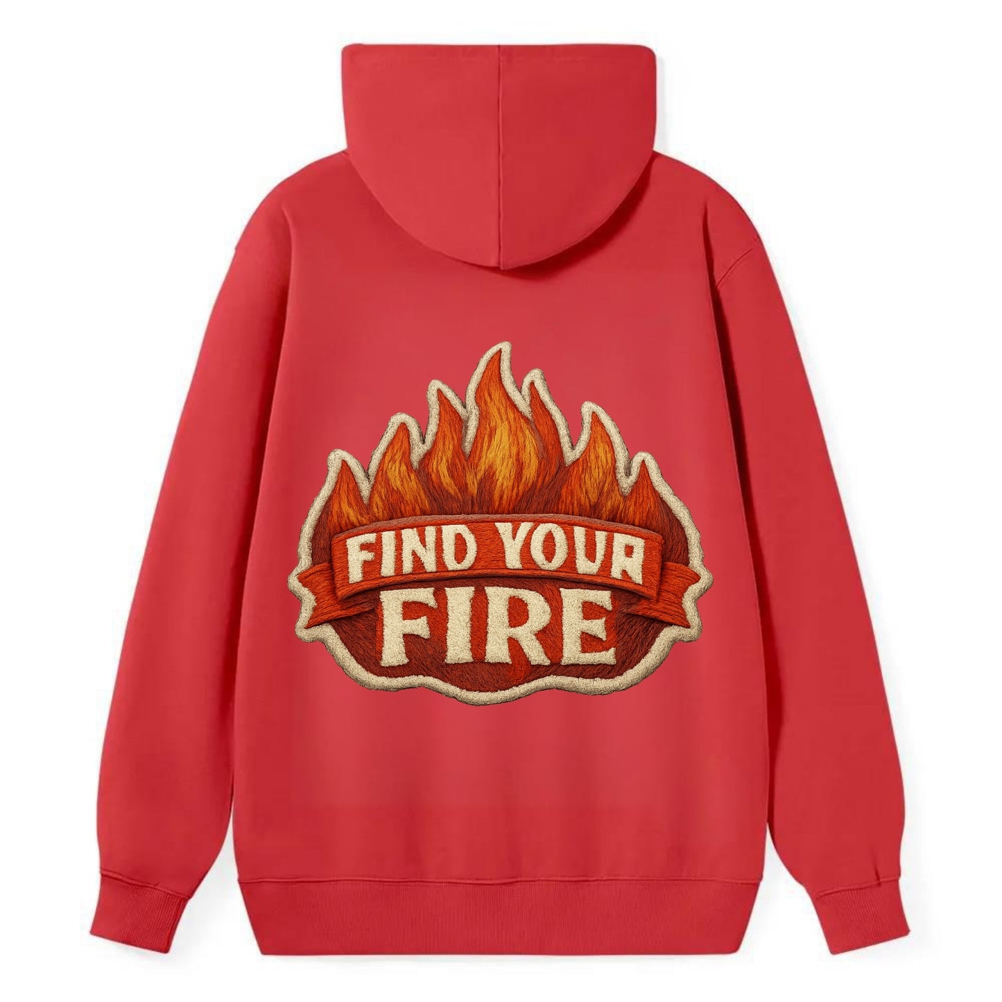 FIND YOUR FIRE - flames with text in orange , passion - Classic Pullover Hoodie - Red