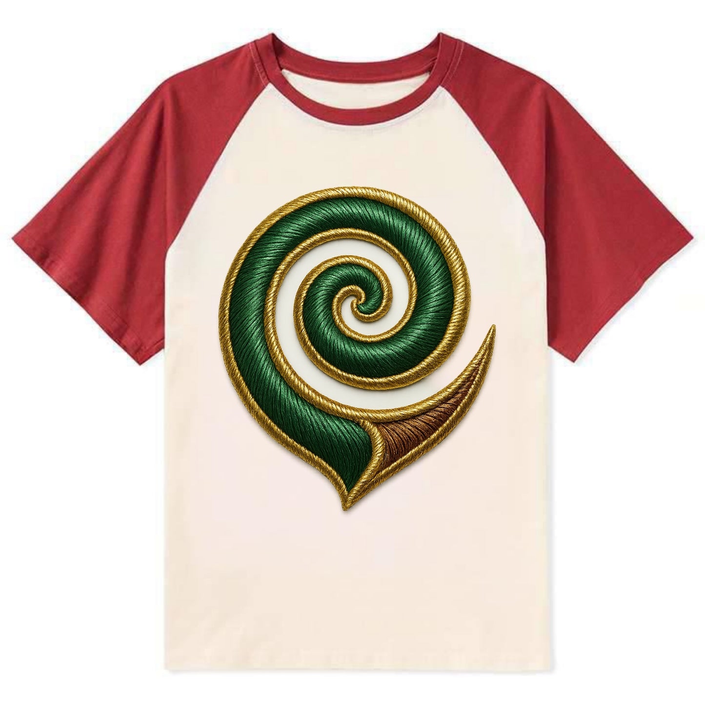 Maori Koru - Contrast Raglan T-shirt - Red