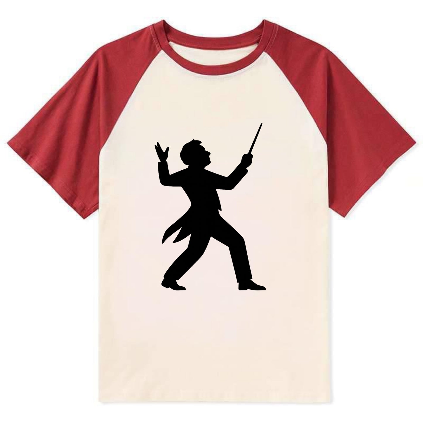 Conductor leading orchestra passionately - Contrast Raglan T-shirt - Red