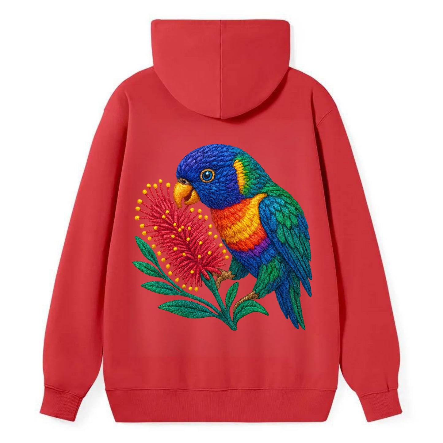 Rainbow Lorikeet Bottlebrush - Classic Pullover Hoodie - Red