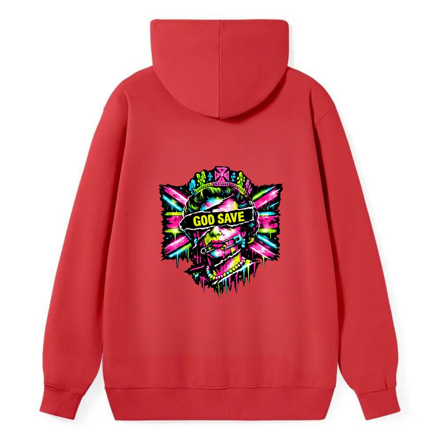 GOD SAVE | Torn royal portrait style | Blackout bar across eyes | Safety - Classic Pullover Hoodie - Red