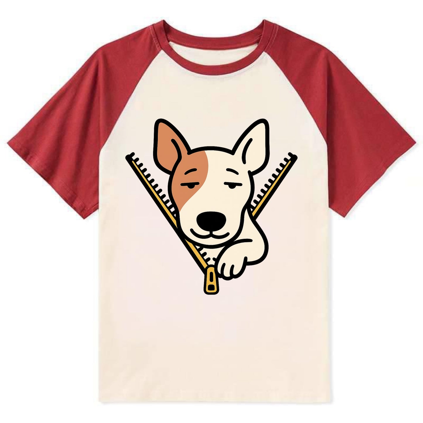 Bull Terrier - Contrast Raglan T-shirt - Red