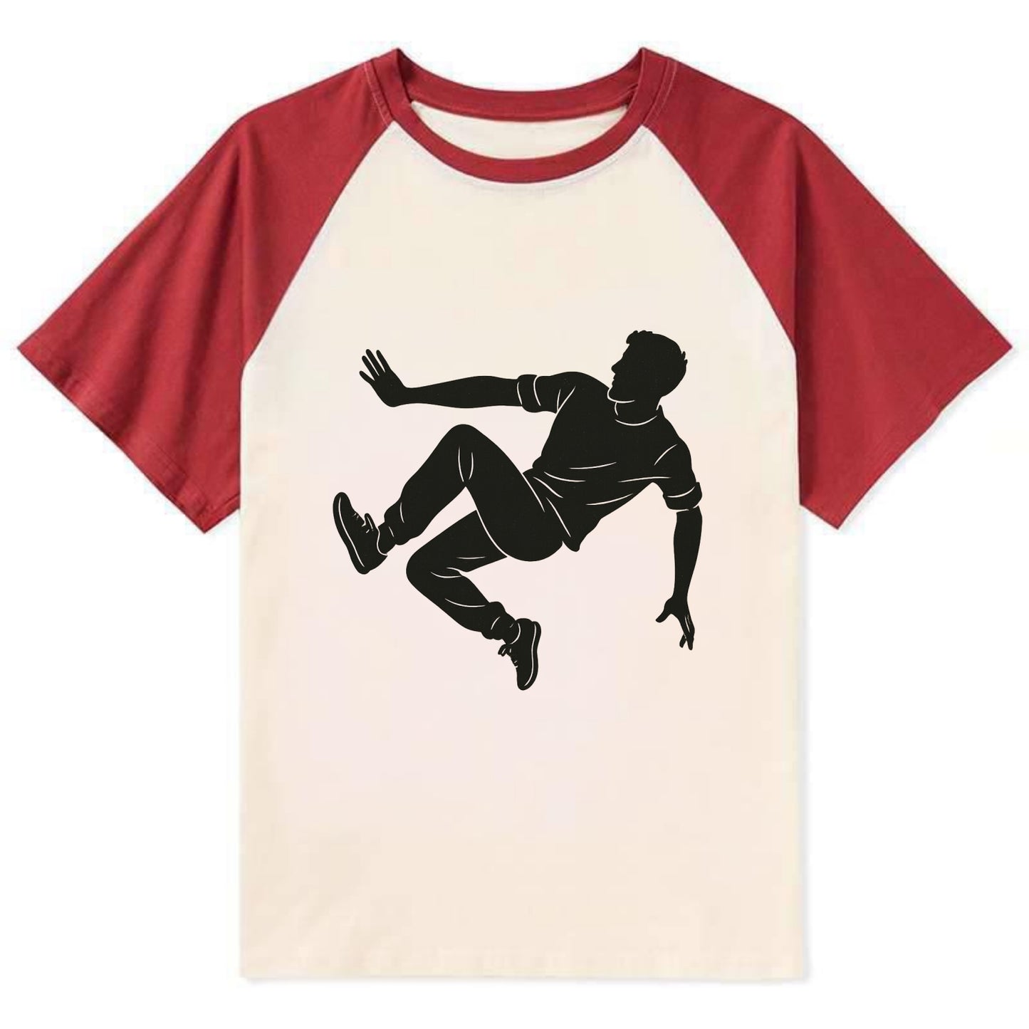 Parkour athlete wall run - Contrast Raglan T-shirt - Red
