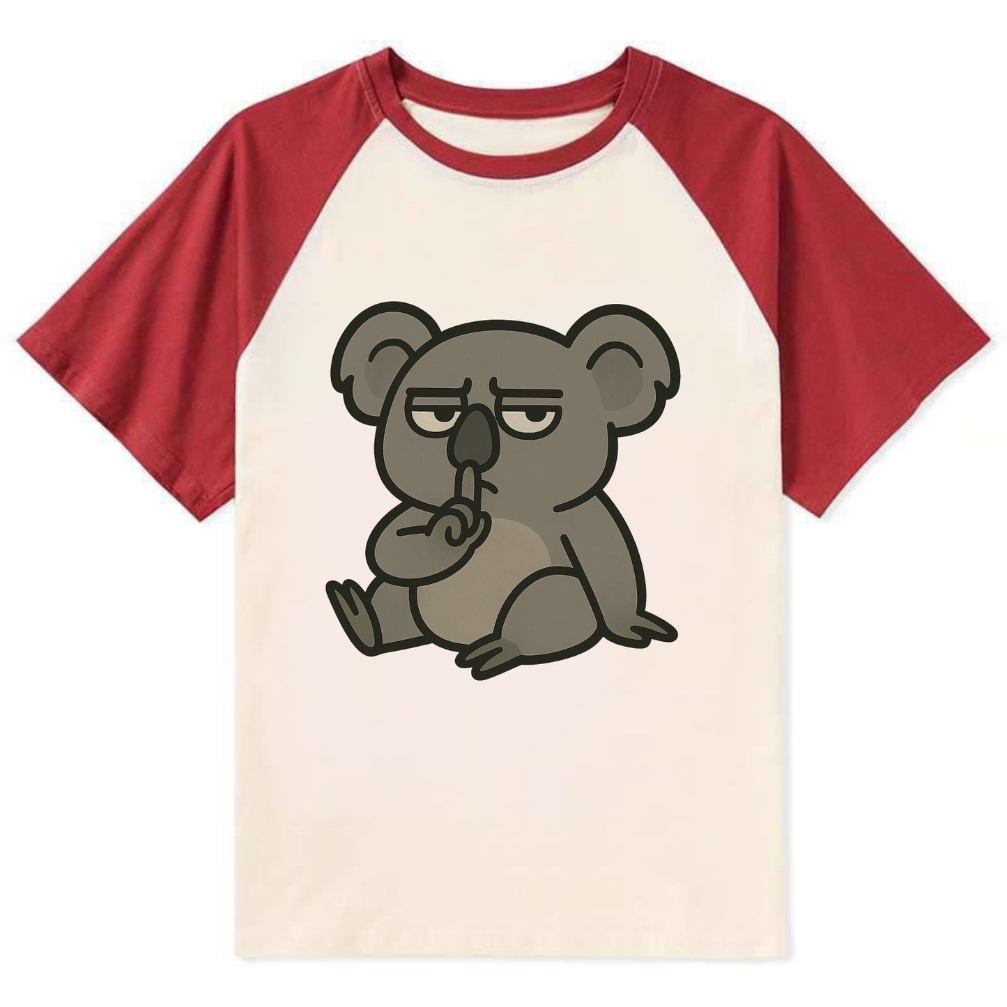 The Koala Judging - Contrast Raglan T-shirt - Red