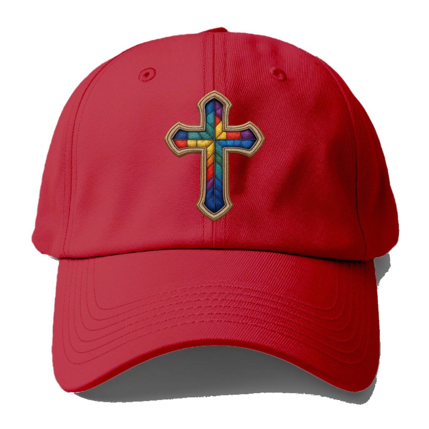 Stained Glass Cross - Baseball Cap - Red