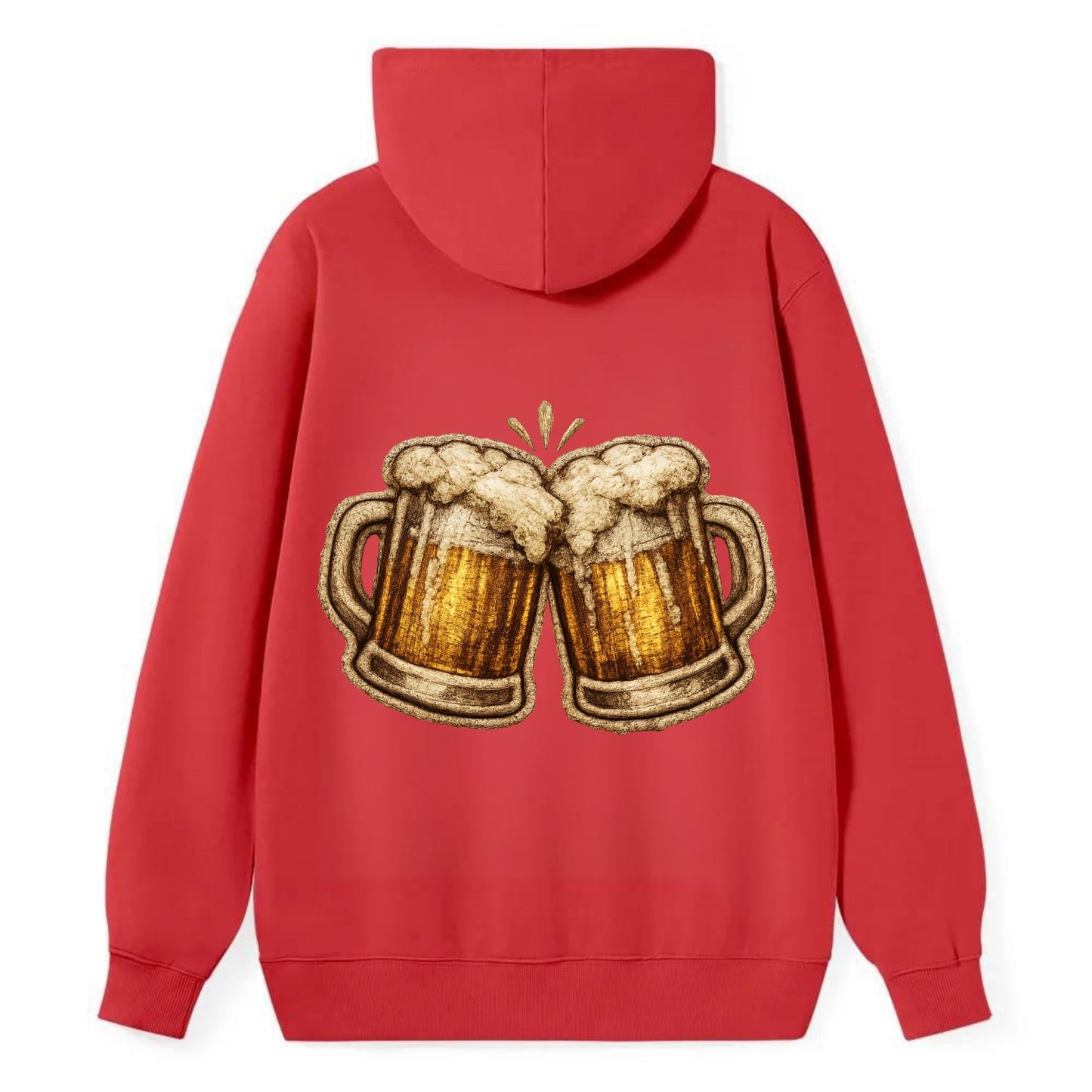 BEER MUG CHEERS - frosty beer stein in gold and amber , brewery - Classic Pullover Hoodie - Red