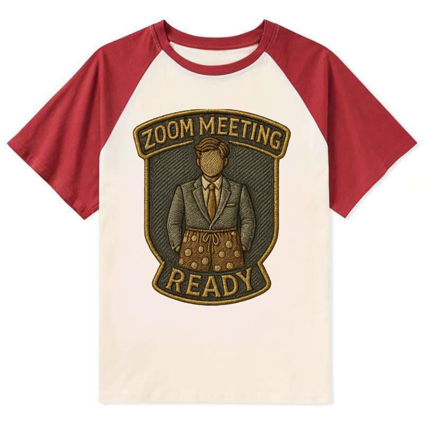 Zoom Meeting Ready - Contrast Raglan T-shirt - Red