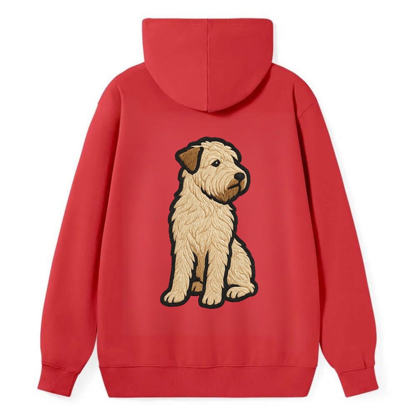 Soft Coated Wheaten Terrier - Light tan flowing coat embroidered pose - Classic Pullover Hoodie - Red
