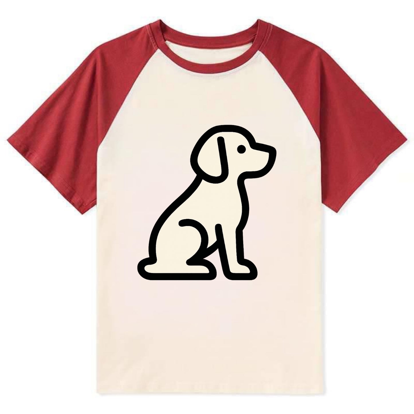 Beagle - Modern minimal sitting pose wit - Contrast Raglan T-shirt - Red