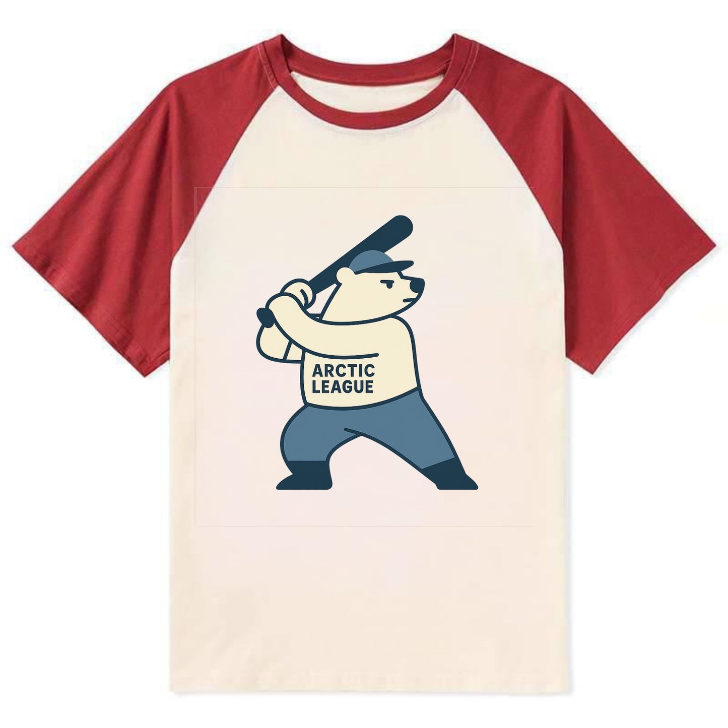 Polar Bear Baseball MVP - Contrast Raglan T-shirt - Red