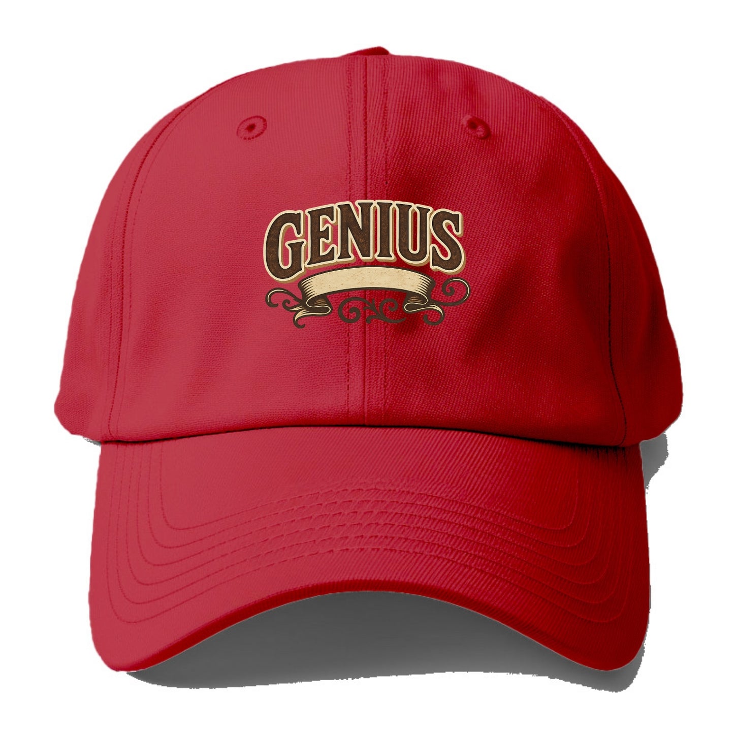 Bold typography design - "GENIUS" - exceptional intelligence, brilliance - Baseball Cap - Red