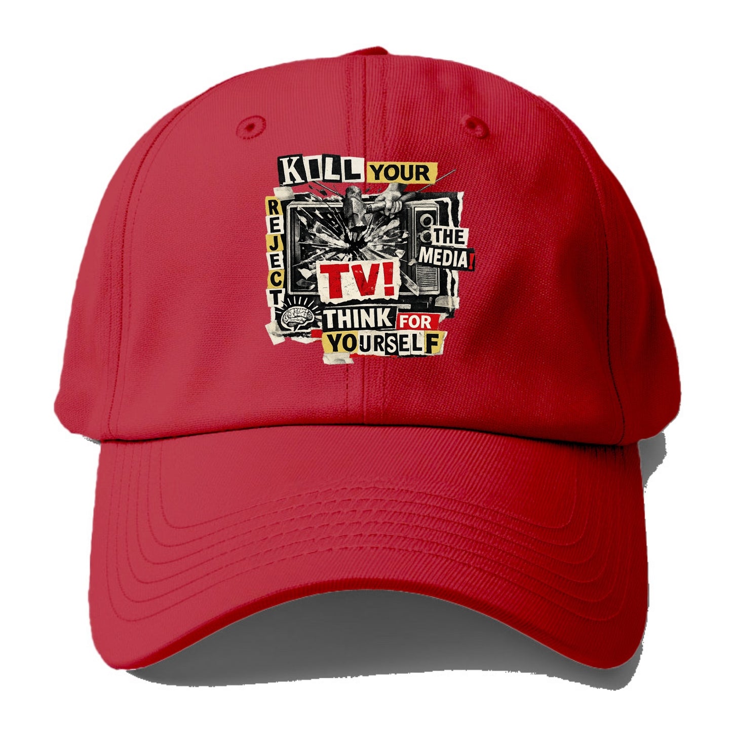 KILL YOUR TV | Smashed television | Reject media | Think for yourself | Analog - Baseball Cap - Red