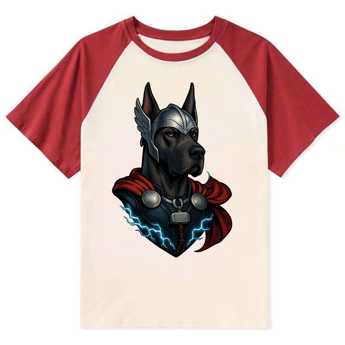 Great Dane Thor - Contrast Raglan T-shirt - Red