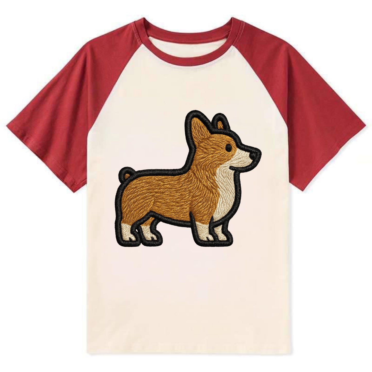 Pembroke Welsh Corgi - Trendy minimal sh - Contrast Raglan T-shirt - Red