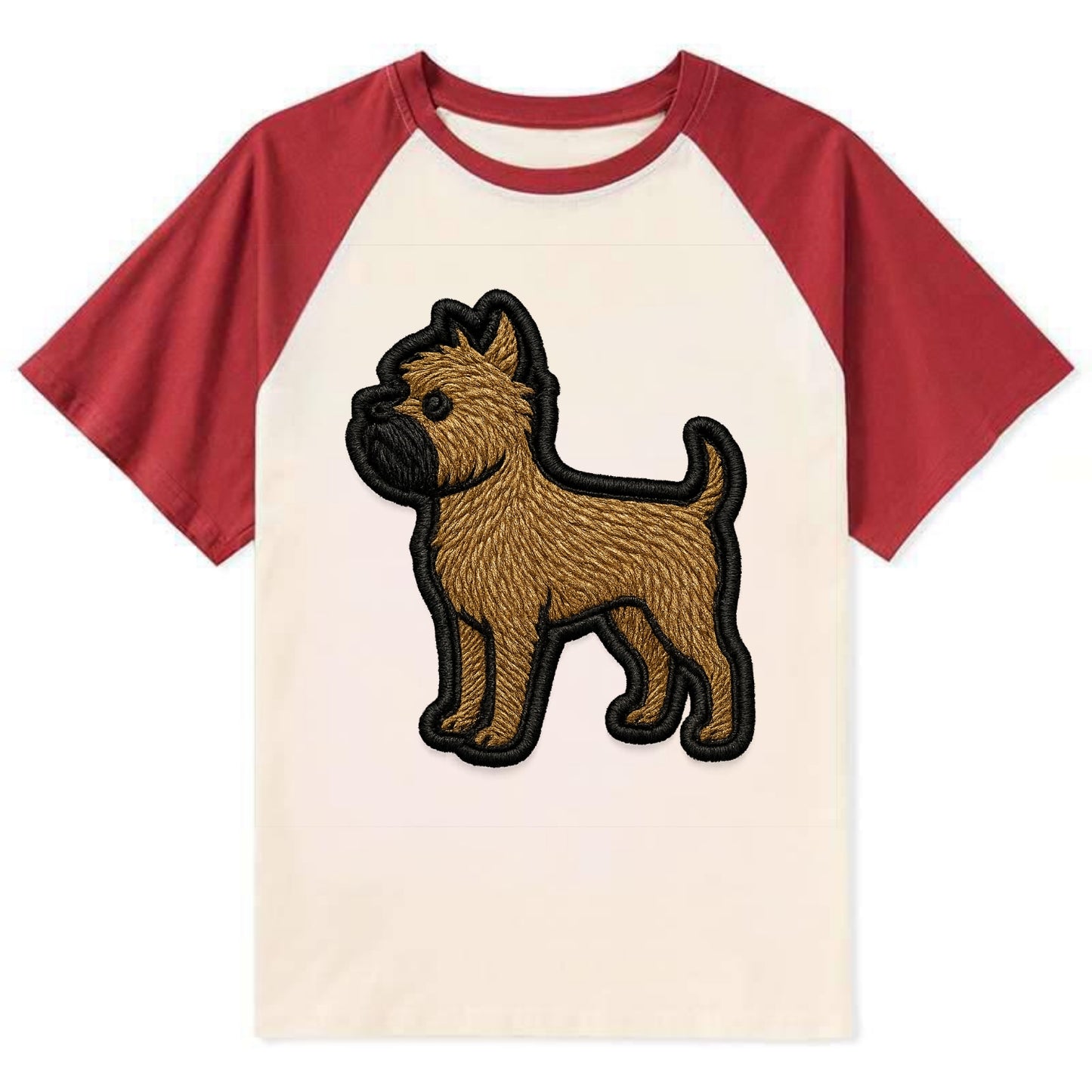 Affenpinscher - Contemporary wiry design - Contrast Raglan T-shirt - Red