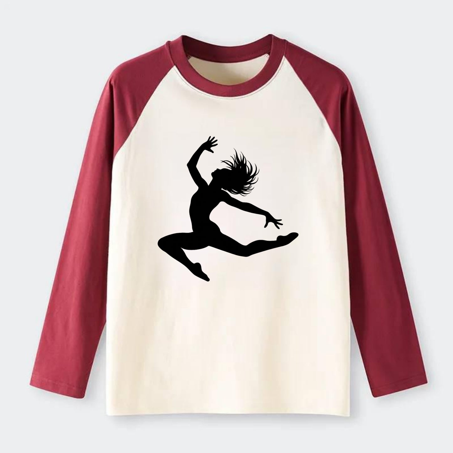 Contemporary dancer leap mid-air - Raglan Long Sleeve T-Shirt - Red