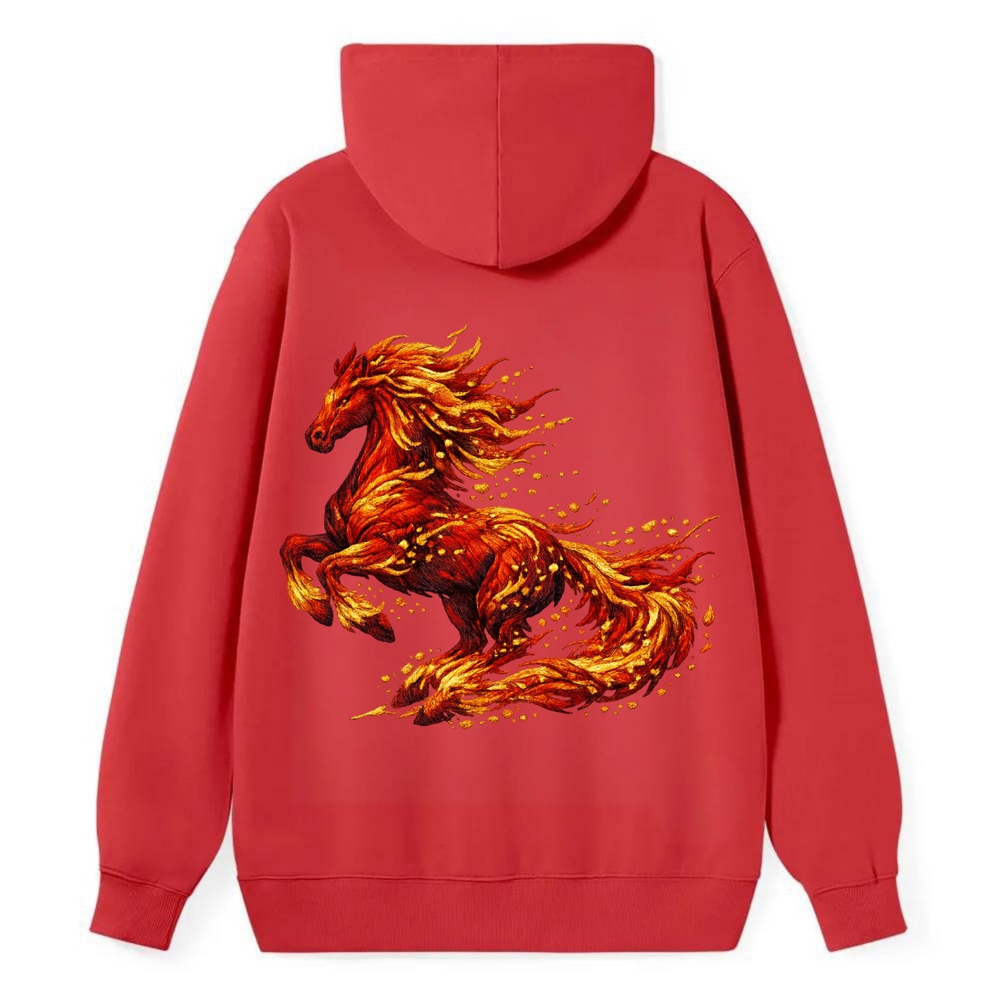 EMBER RISING | Sparks forming into horse shape | Particles of fire | - Classic Pullover Hoodie - Red