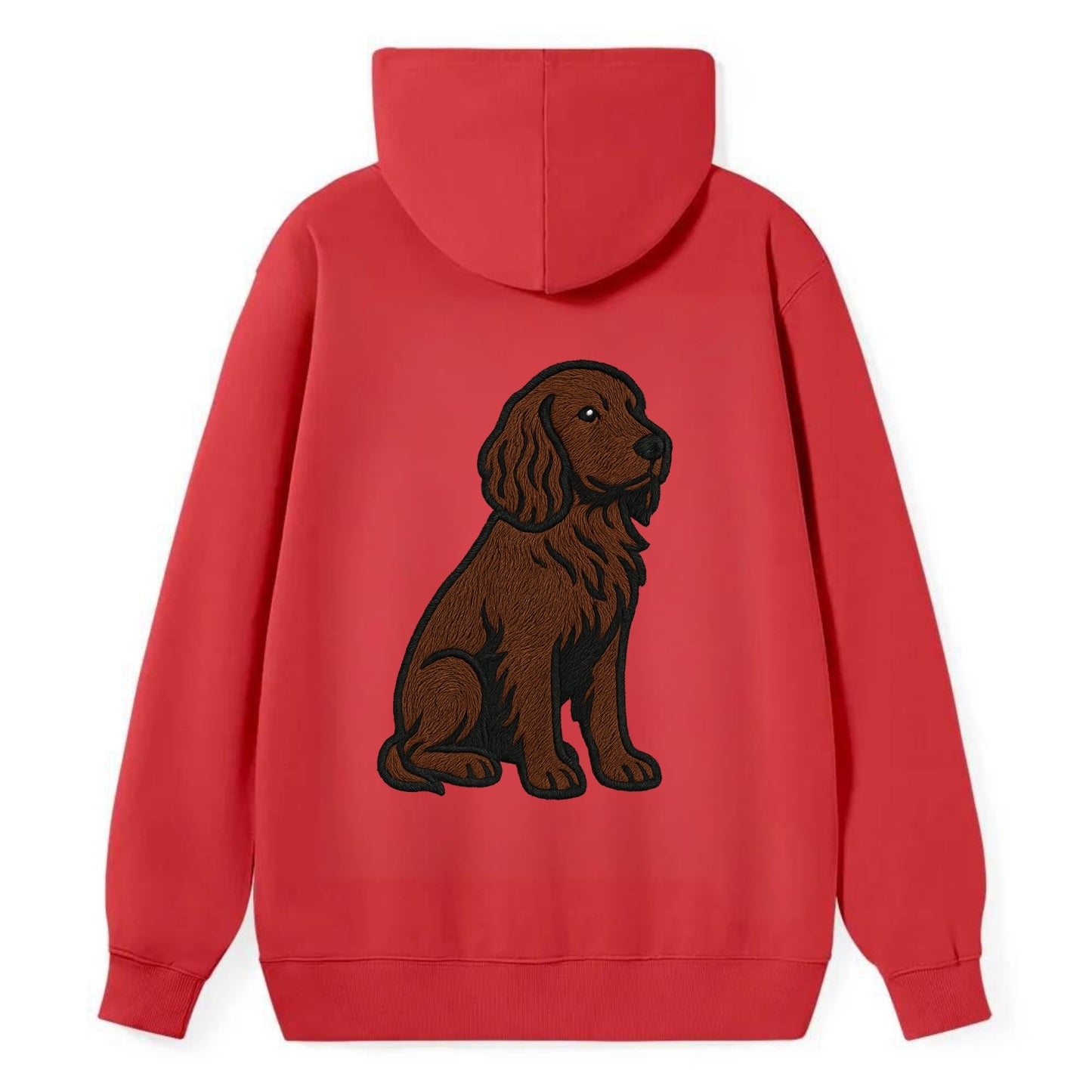 Field Spaniel - Liver colored embroidered sitting design - Classic Pullover Hoodie - Red