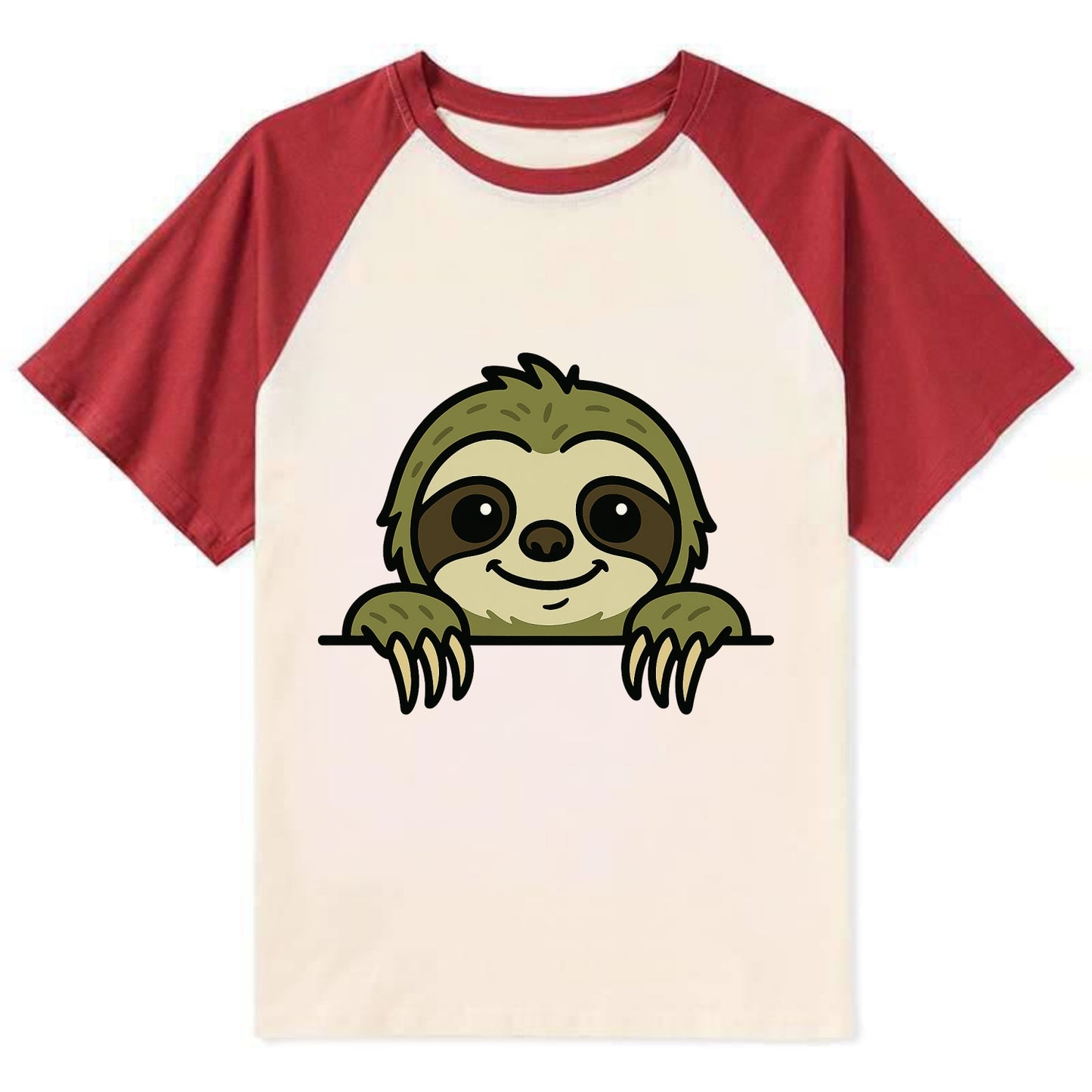 Sloth - Contrast Raglan T-shirt - Red