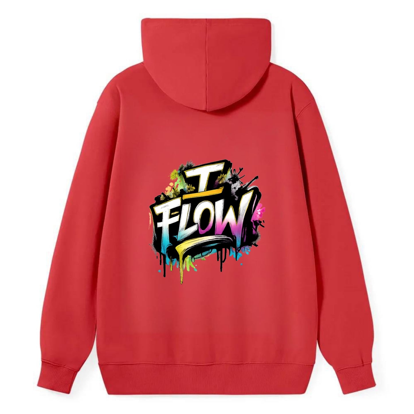 Bold typography design - "I FLOW" - going with life, easy movement - Classic Pullover Hoodie - Red
