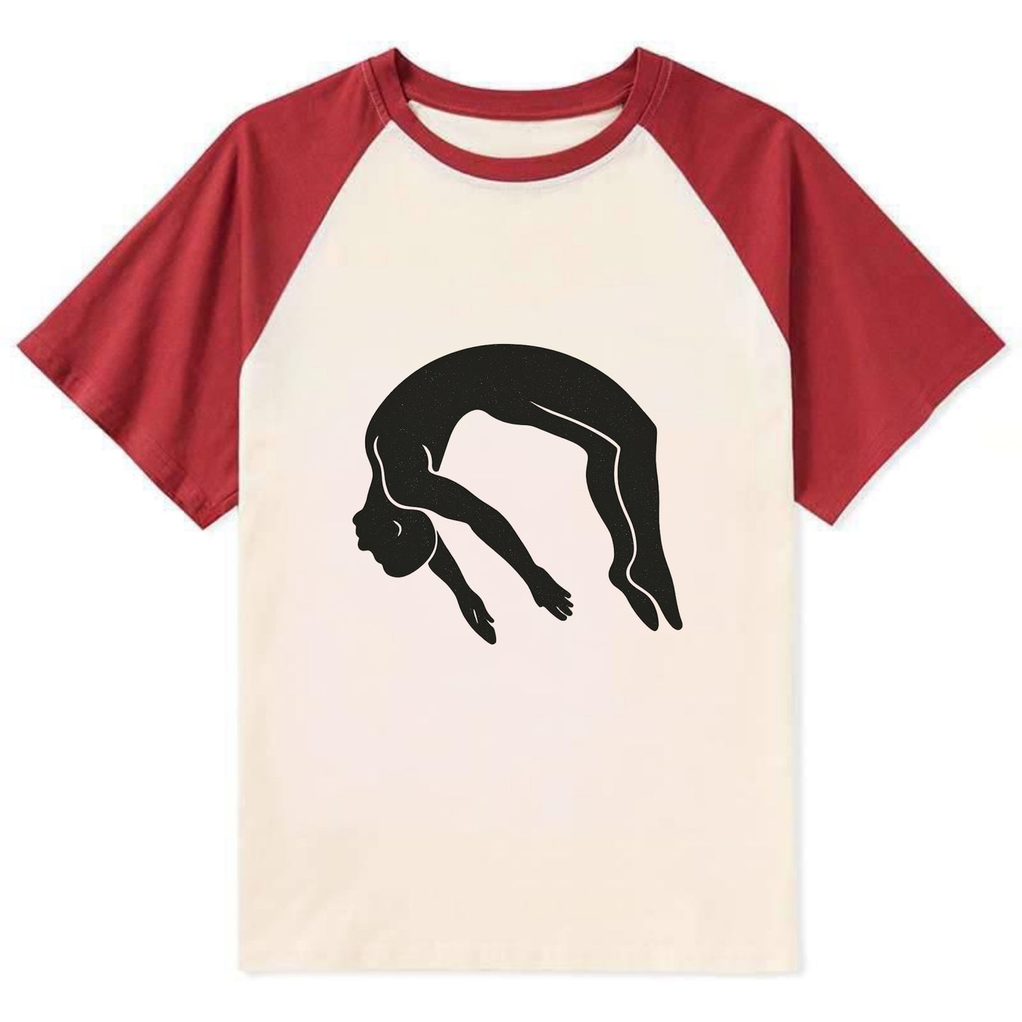 Gymnast doing a backflip - Contrast Raglan T-shirt - Red