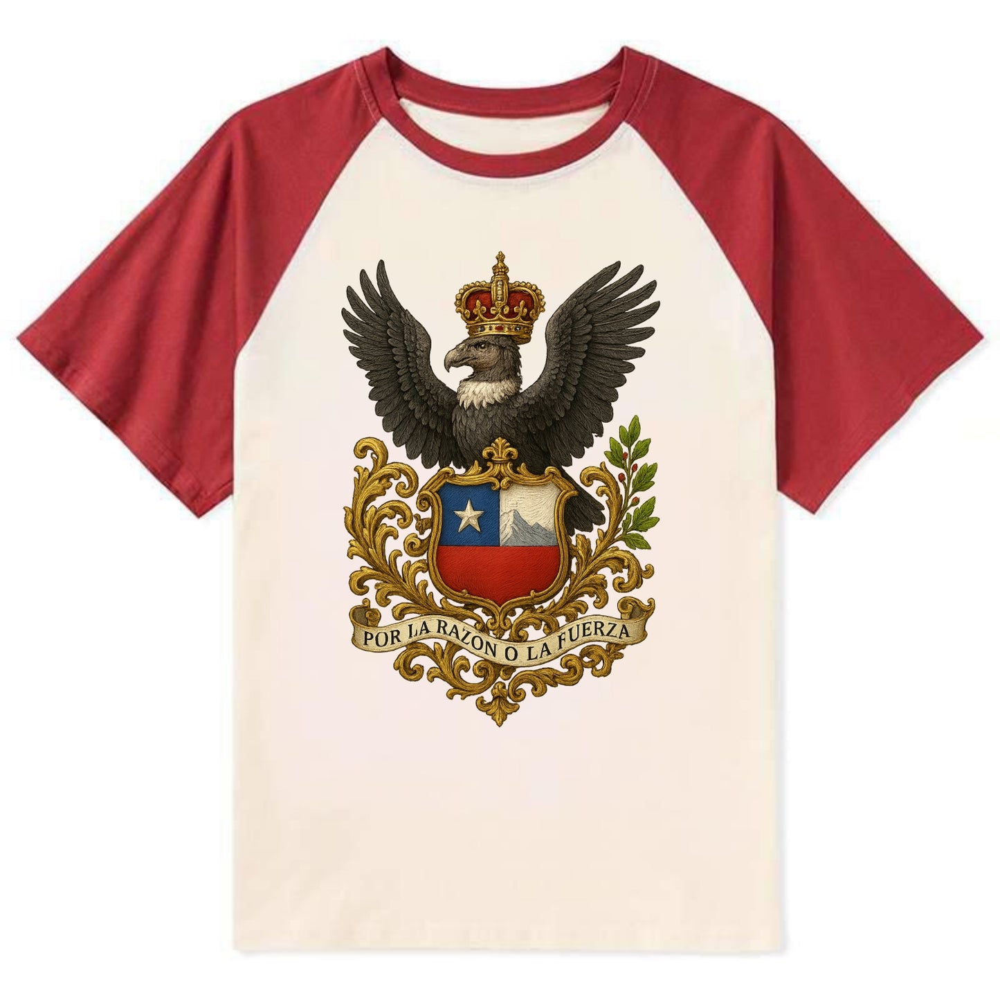 Chile Andean Condor Emblem - Contrast Raglan T-shirt - Red