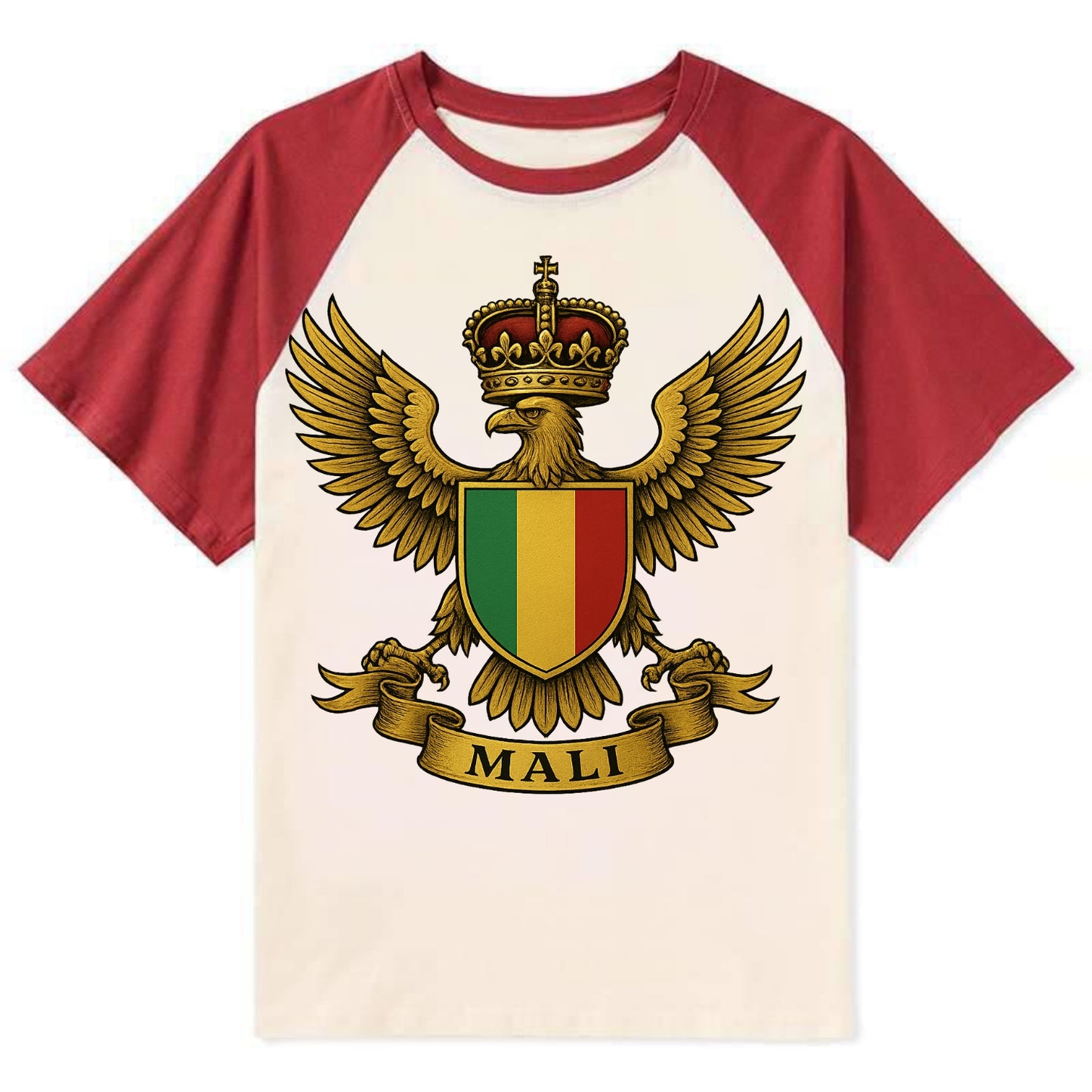 Mali Royal Logo - Contrast Raglan T-shirt - Red