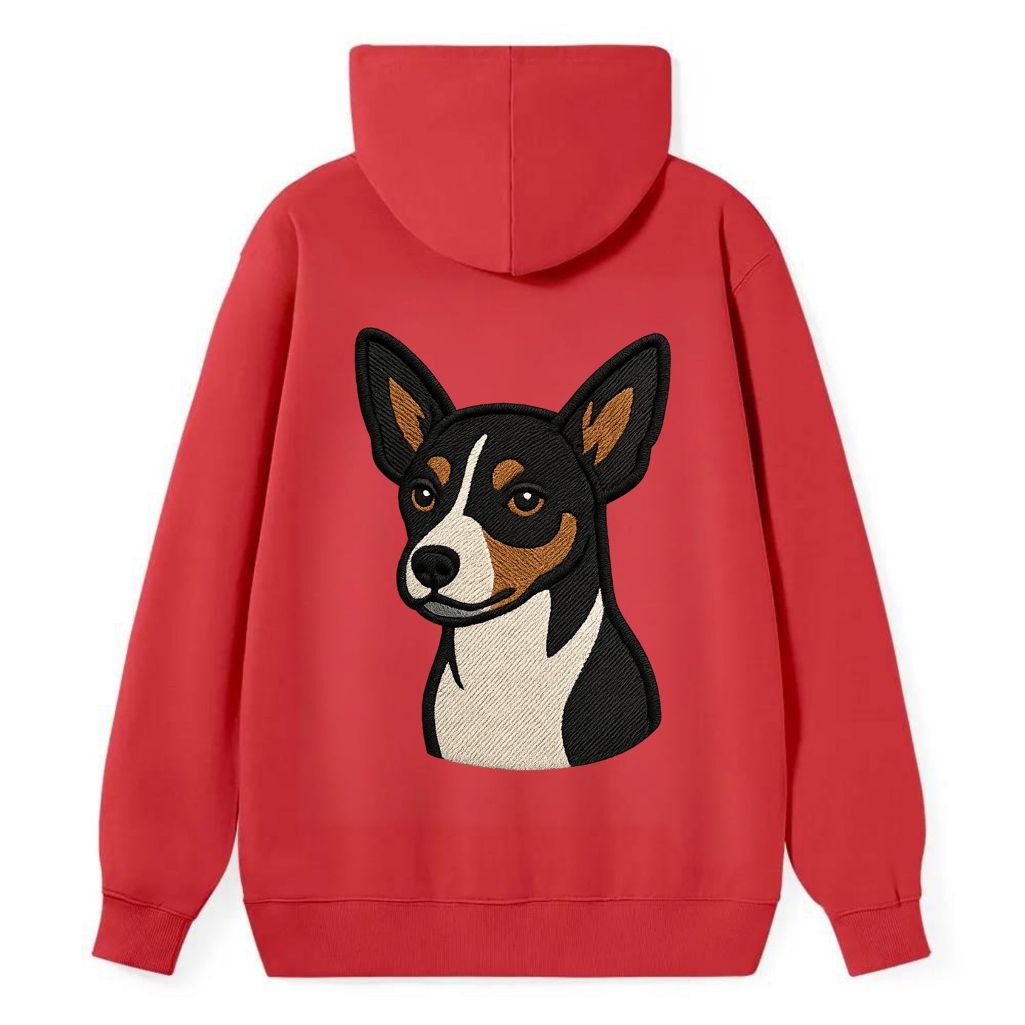 Rat Terrier - Tri-color embroidered pose - Classic Pullover Hoodie - Red