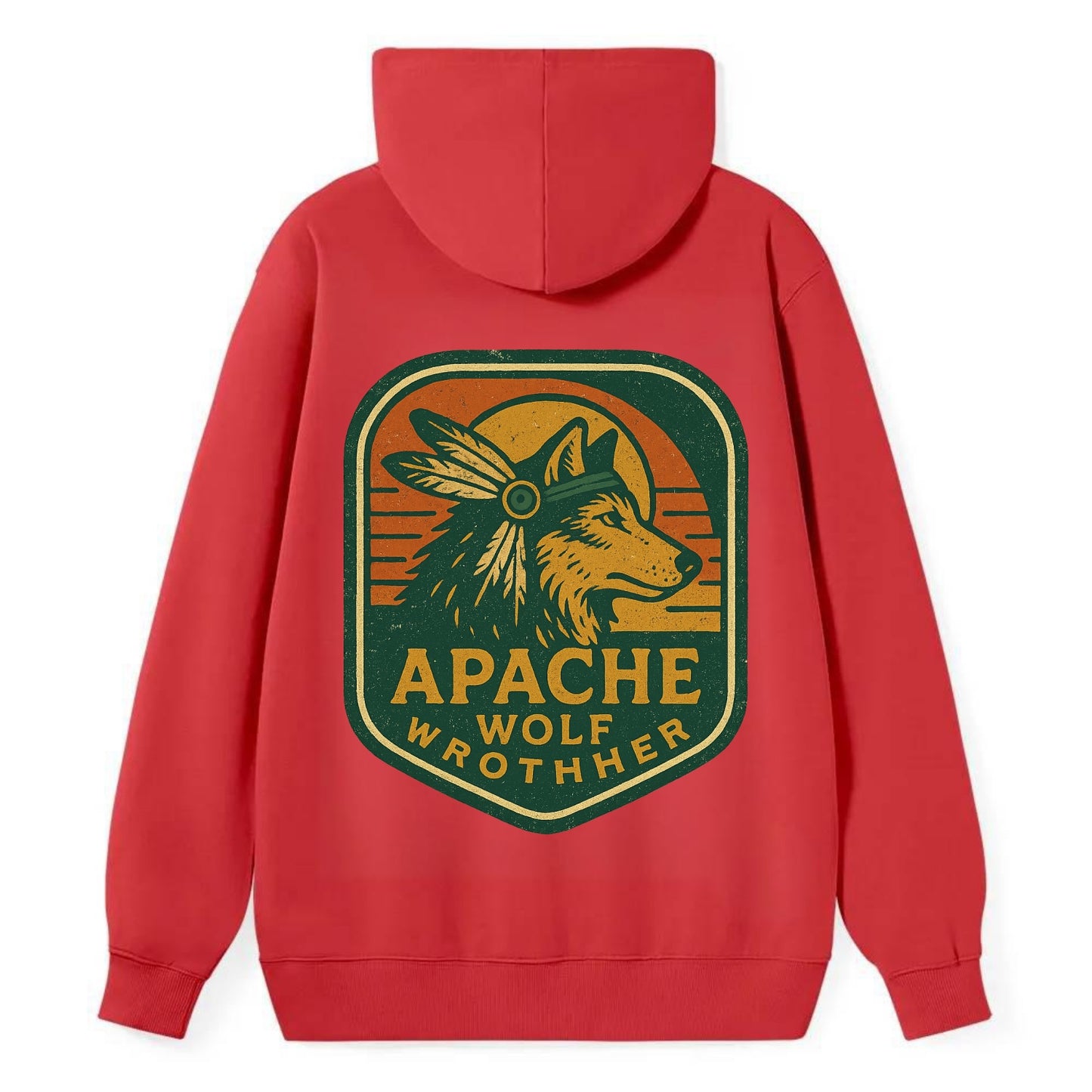 Apache Wolf Brother - Classic Pullover Hoodie - Red