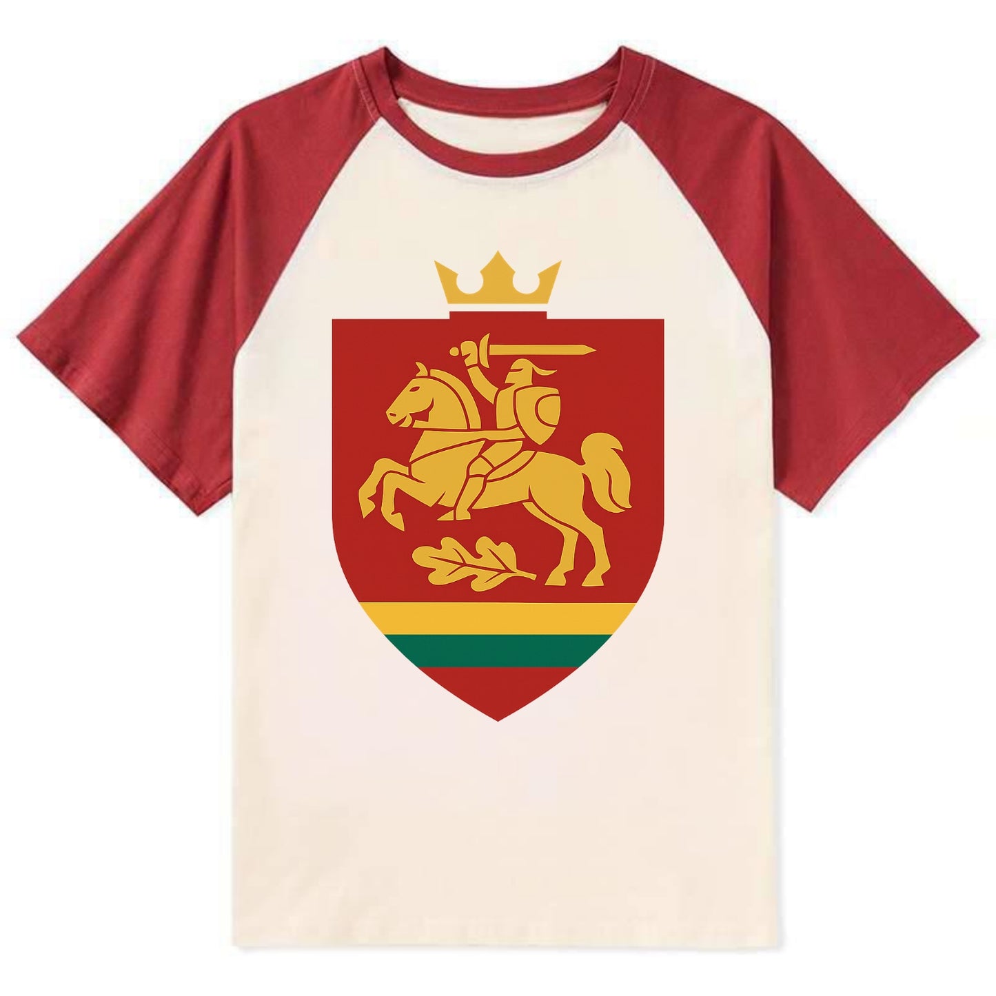 Lithuania Royal Logo - Contrast Raglan T-shirt - Red