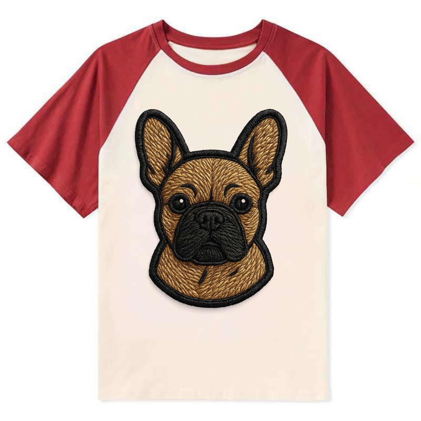 French Bulldog - Modern streetwear style - Contrast Raglan T-shirt - Red