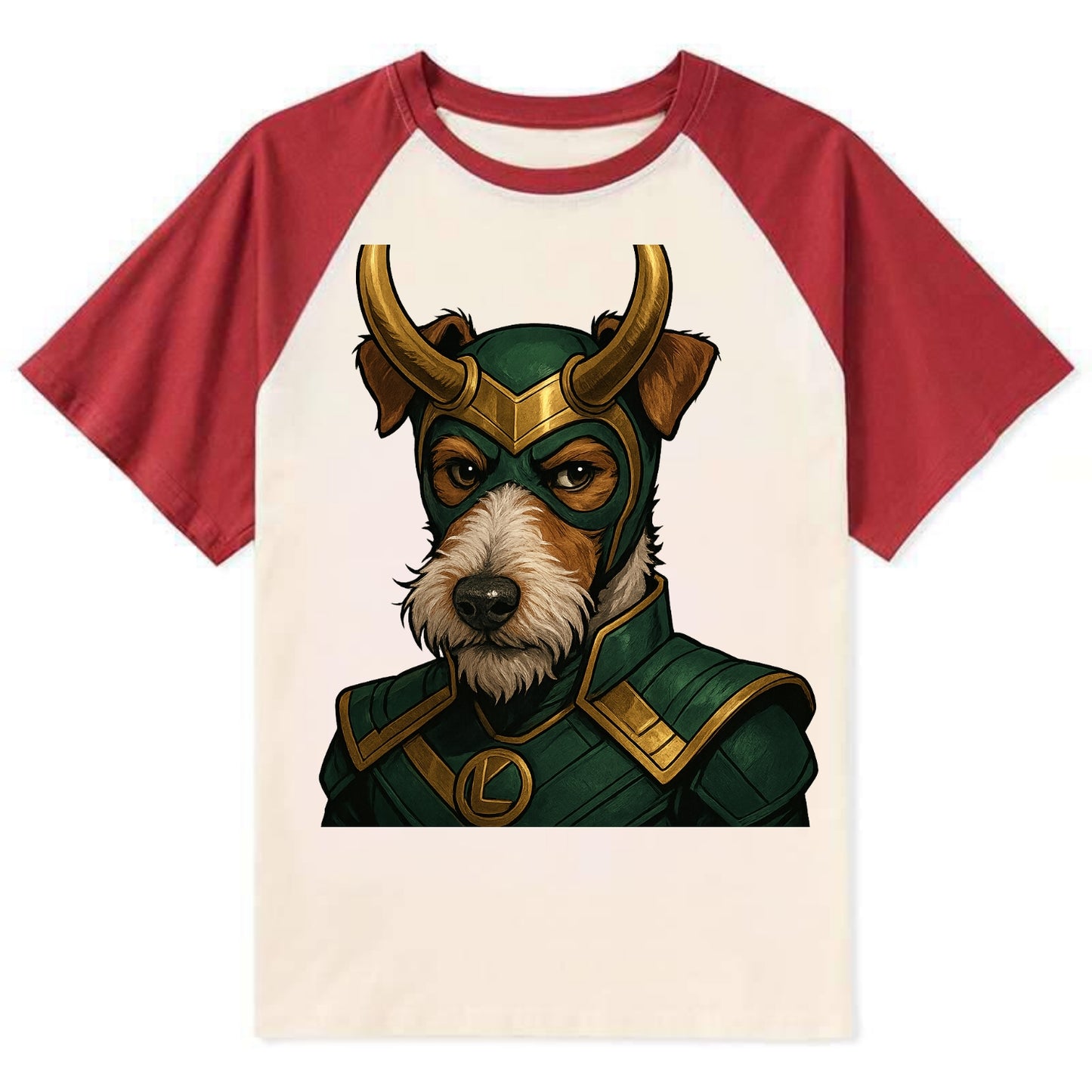 Fox Terrier Loki - Contrast Raglan T-shirt - Red