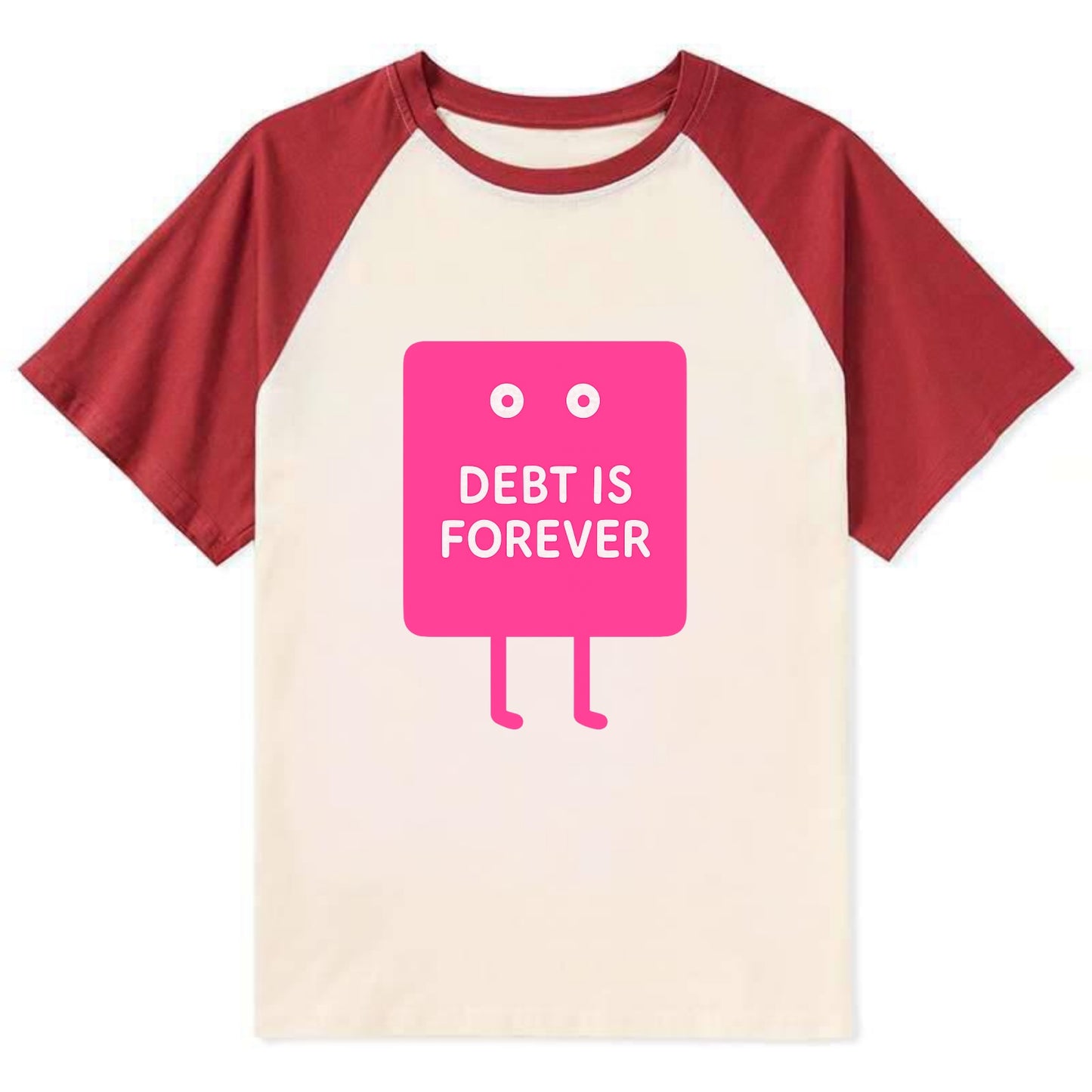 DEBT IS FOREVER | Immortal credit card - Contrast Raglan T-shirt - Red